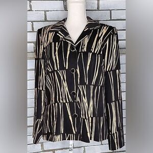Vintage bamboo print black and cream blazer